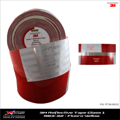 3M Red/White (983-32) Diamond Grade Class 1 Reflective Tape