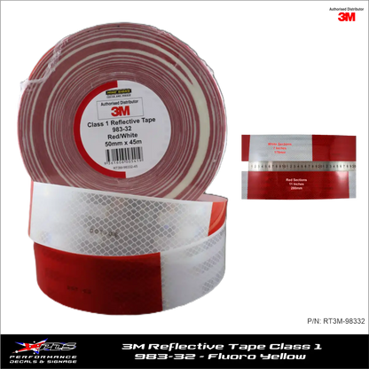 3M Red/White (983-32) Diamond Grade Class 1 Reflective Tape