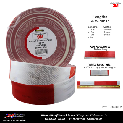 3M Red/White (983-32) Diamond Grade Class 1 Reflective Tape