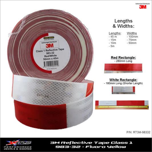 3M Red/White (983-32) Diamond Grade Class 1 Reflective Tape