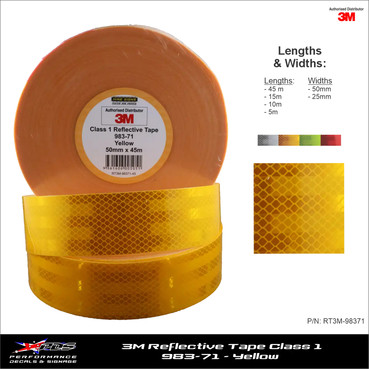 3M Yellow (983-71) Diamond Grade Class 1 Reflective Tape