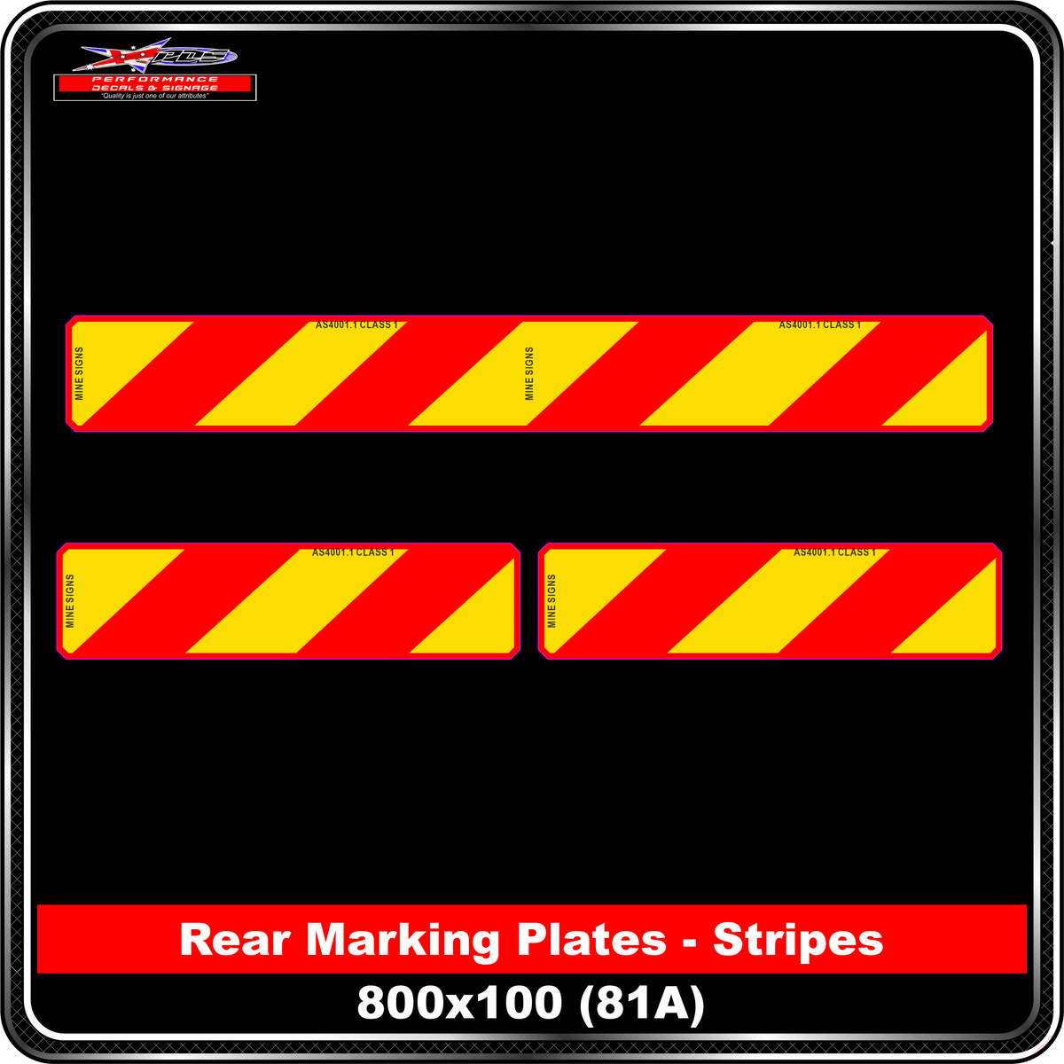 Truck Rear Marking Plates - CAT 81A - Stripes