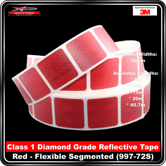 3M Red (997-72S) Diamond Grade Class 1 Flexible Reflective Tape Segmented