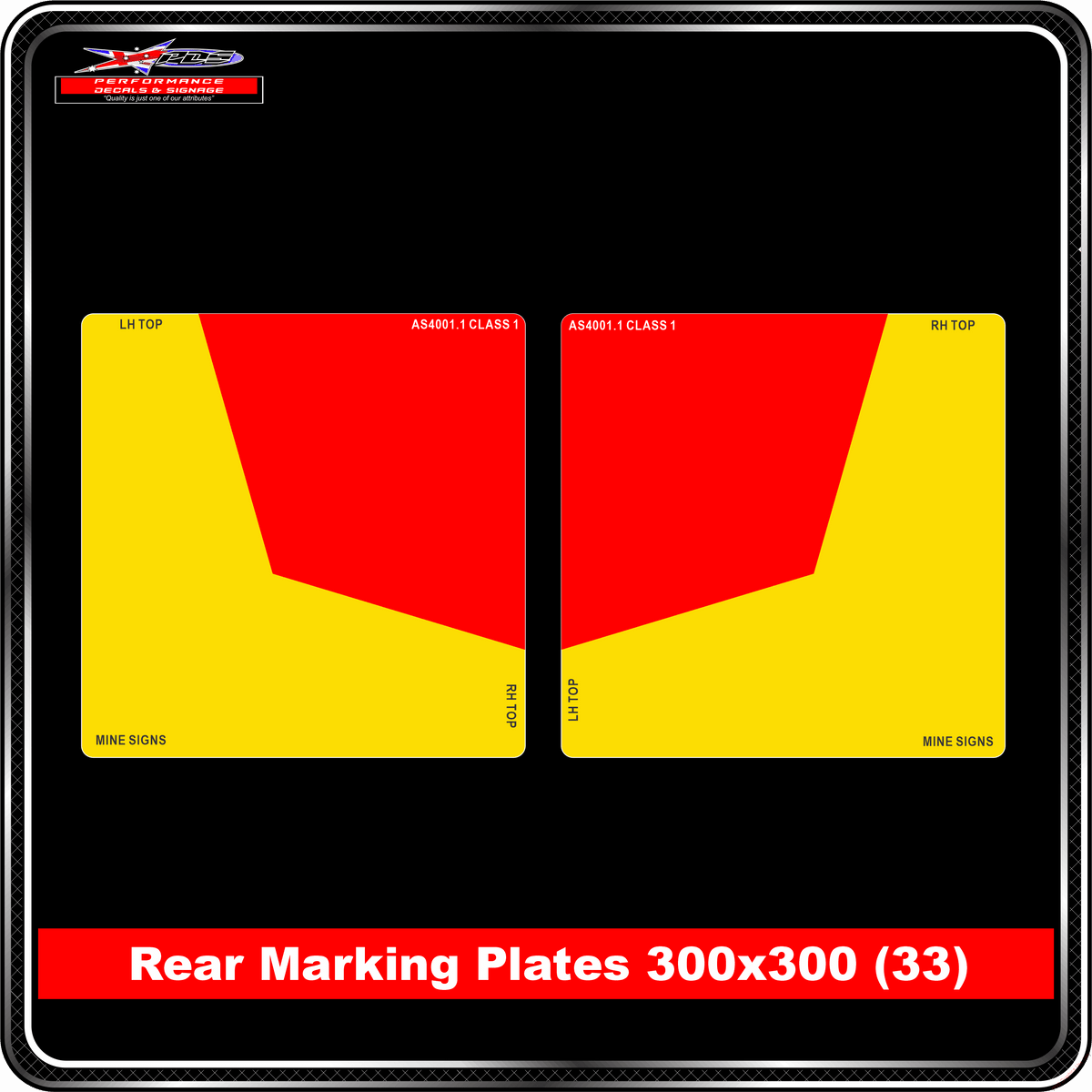 Truck Rear Marking Plates - CAT 33 - 300x300 - Class 1 - Red Symbol and Yellow Background