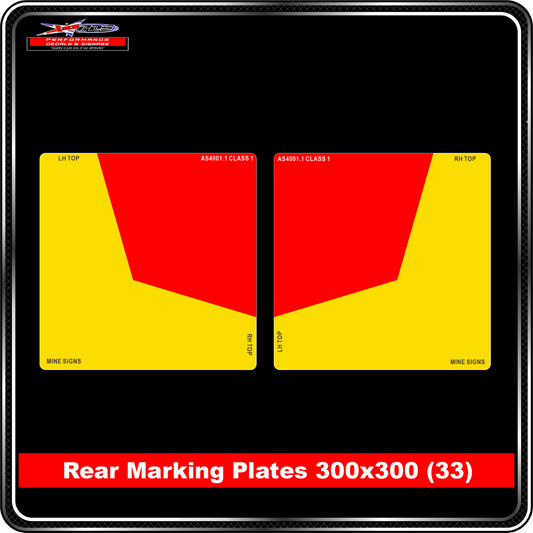 Truck Rear Marking Plates - CAT 33 - 300x300 - Class 1 - Red Symbol and Yellow Background