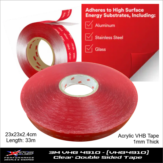 3M VHB 4910 Clear Double Sided Tape (1mm Thick) - 33 Meters