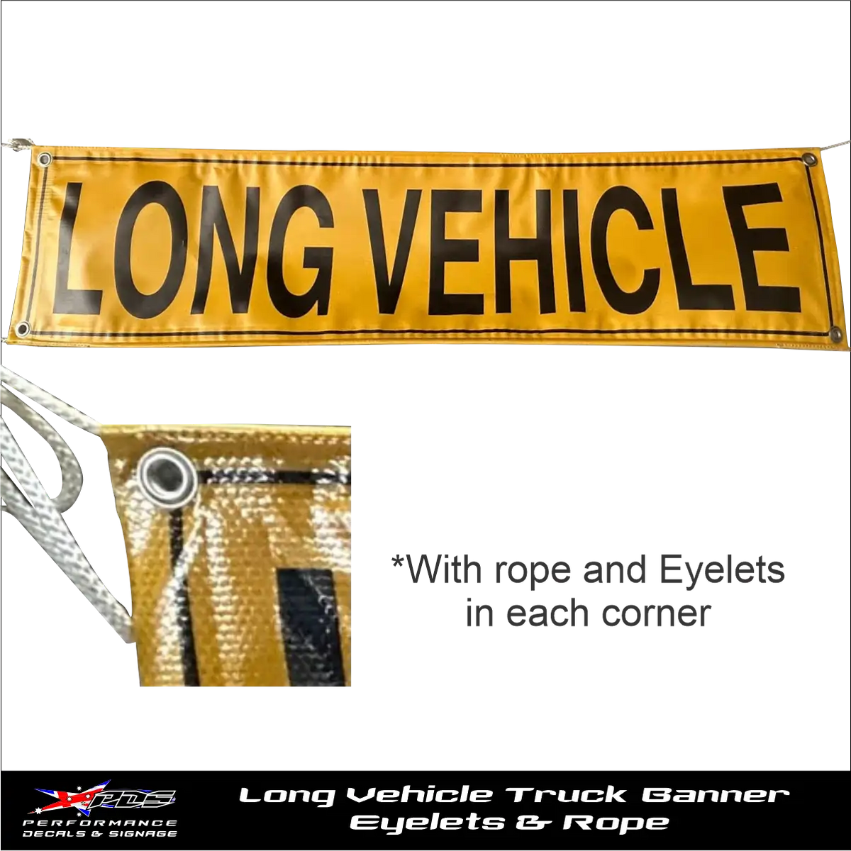 Truck Banner Long Vehicle - Road Train Banners with 4 Eyelets & Rope