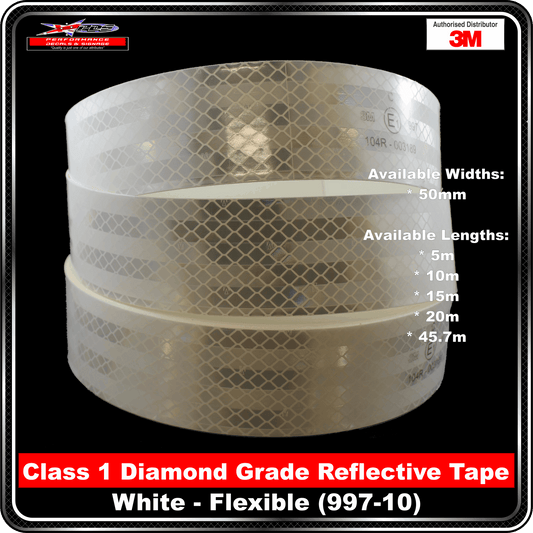3M White (997-10) Diamond Grade Class 1 Flexible Reflective Tape