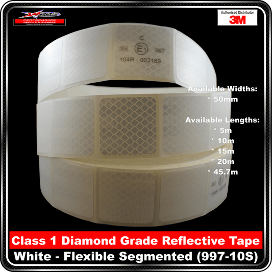 3M White (997-10S) Diamond Grade Class 1 Flexible Reflective Tape Segmented