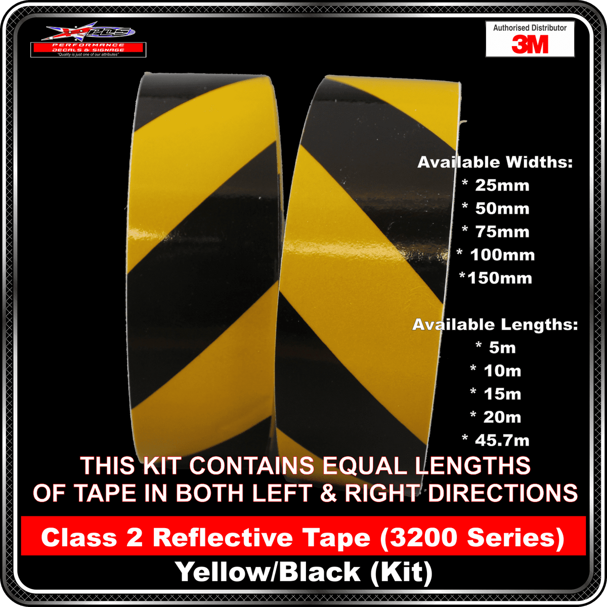 3M Yellow/Black Class 2 Reflective Tape - KIT