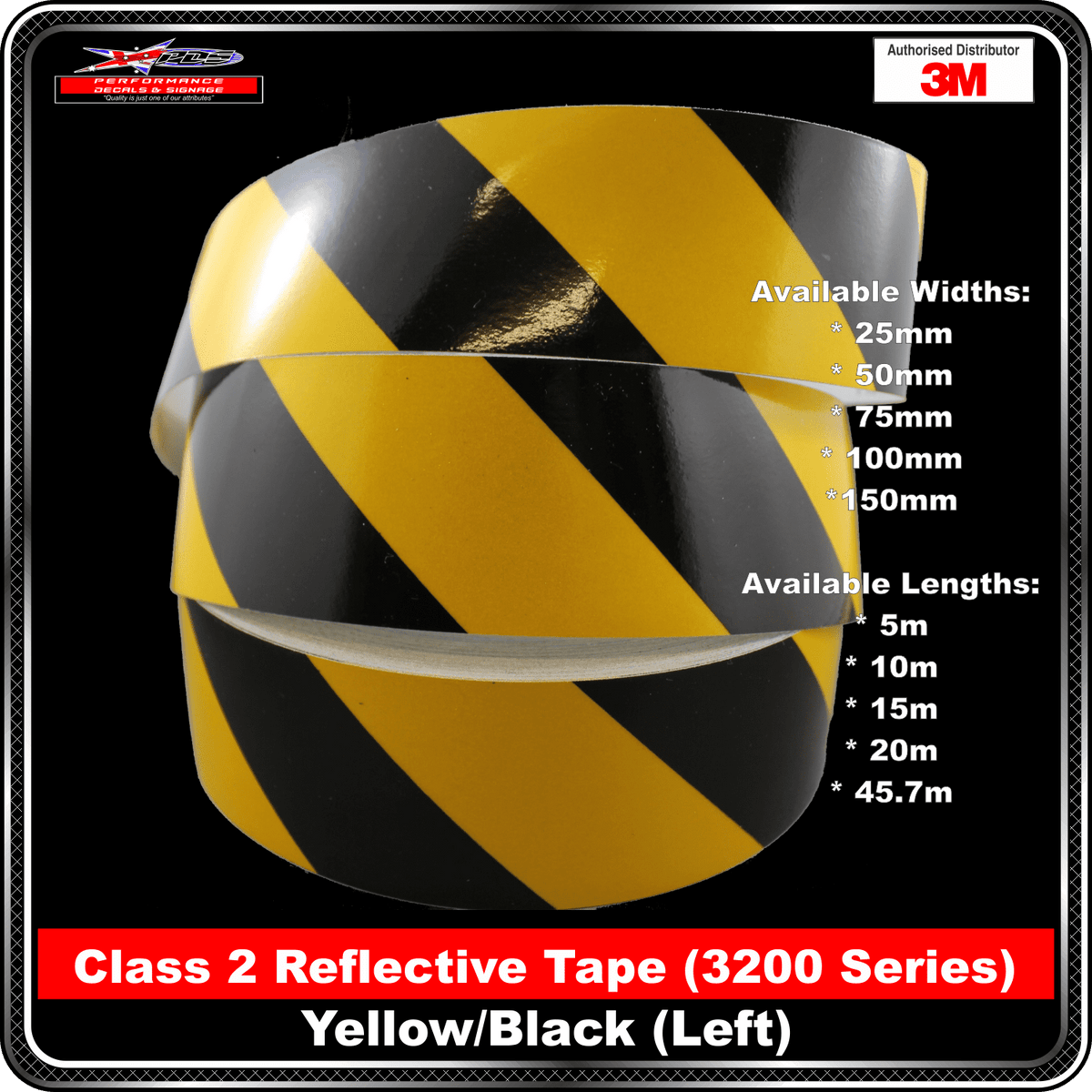 3M Yellow/Black Class2 Left Reflective Tape