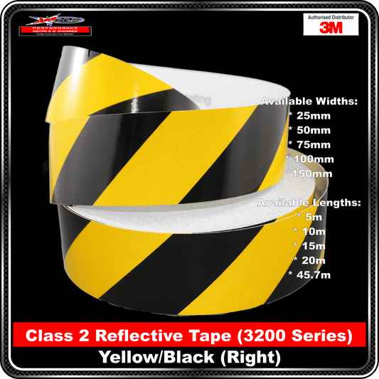 3M Yellow/Black Class 2 Reflective Tape - RIGHT