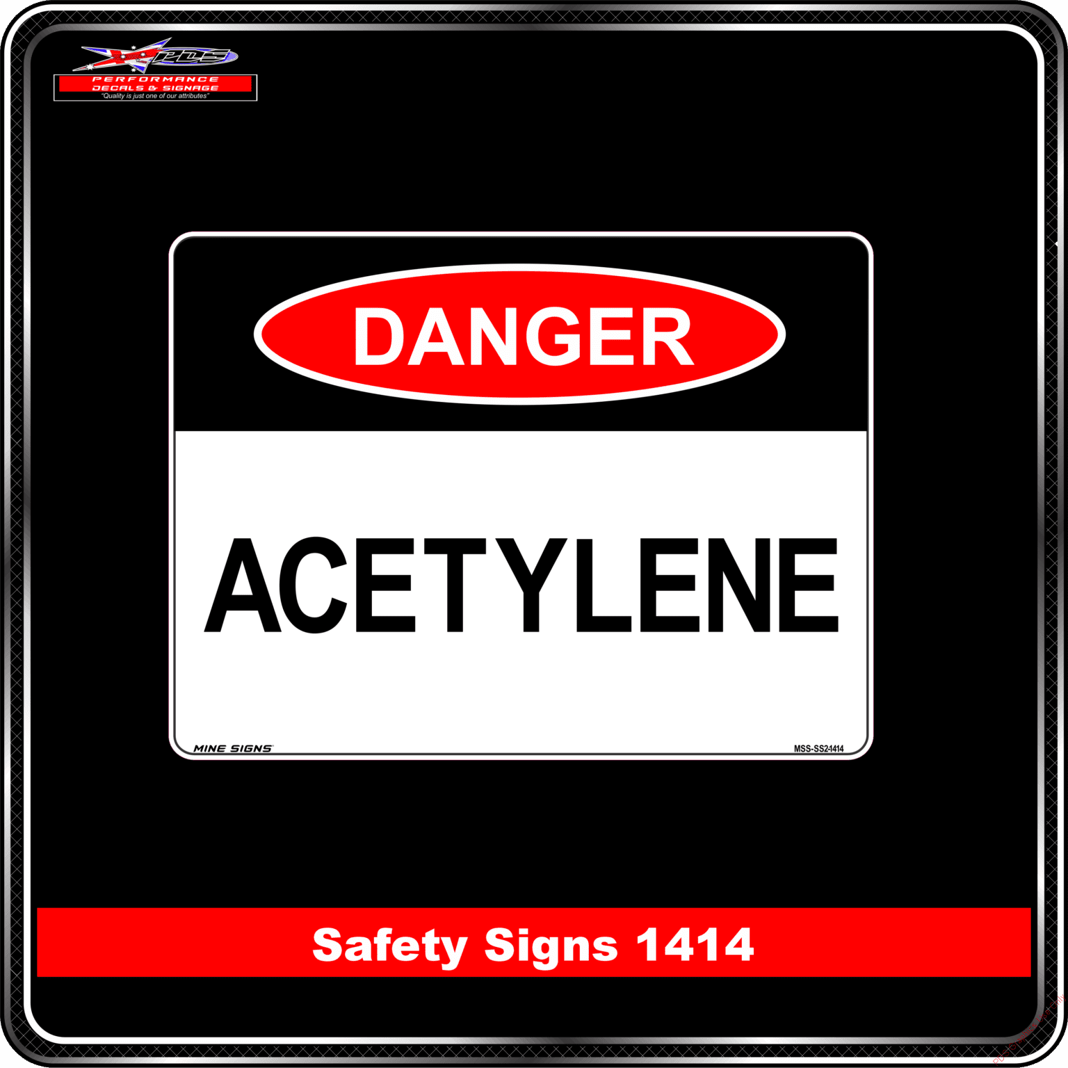 Danger Acetylene (Safety Sign 1414) - Performance Decals & Signage