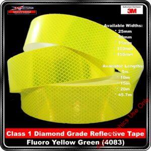 3M Diamond Grade Class 1 Fluoro Yellow Green Reflective Tape 4083