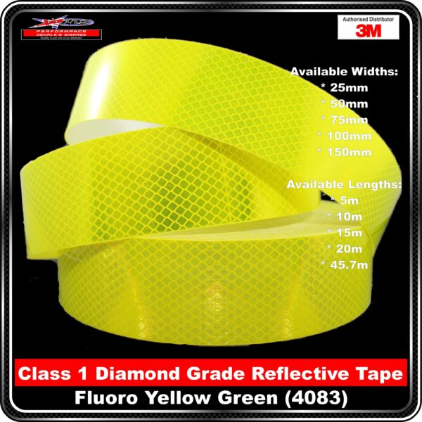 3M Diamond Grade Class 1 Fluoro Yellow Green Reflective Tape 4083