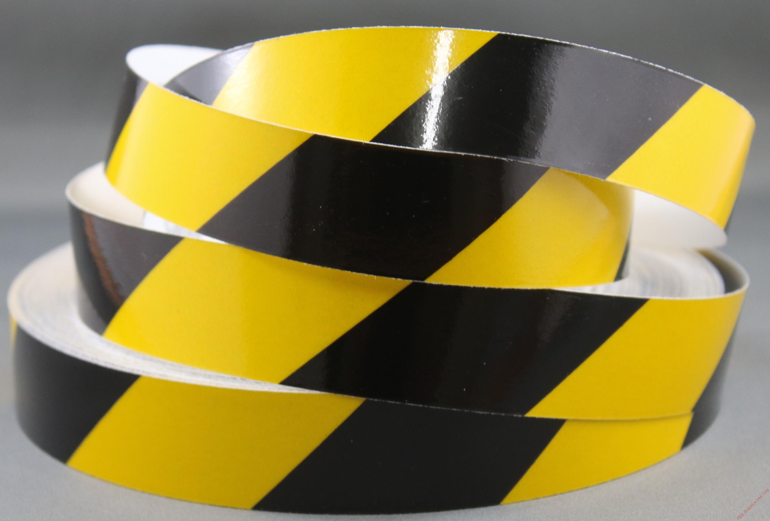 3M 3200 Series Yellow Black Reflective Tape 25mm