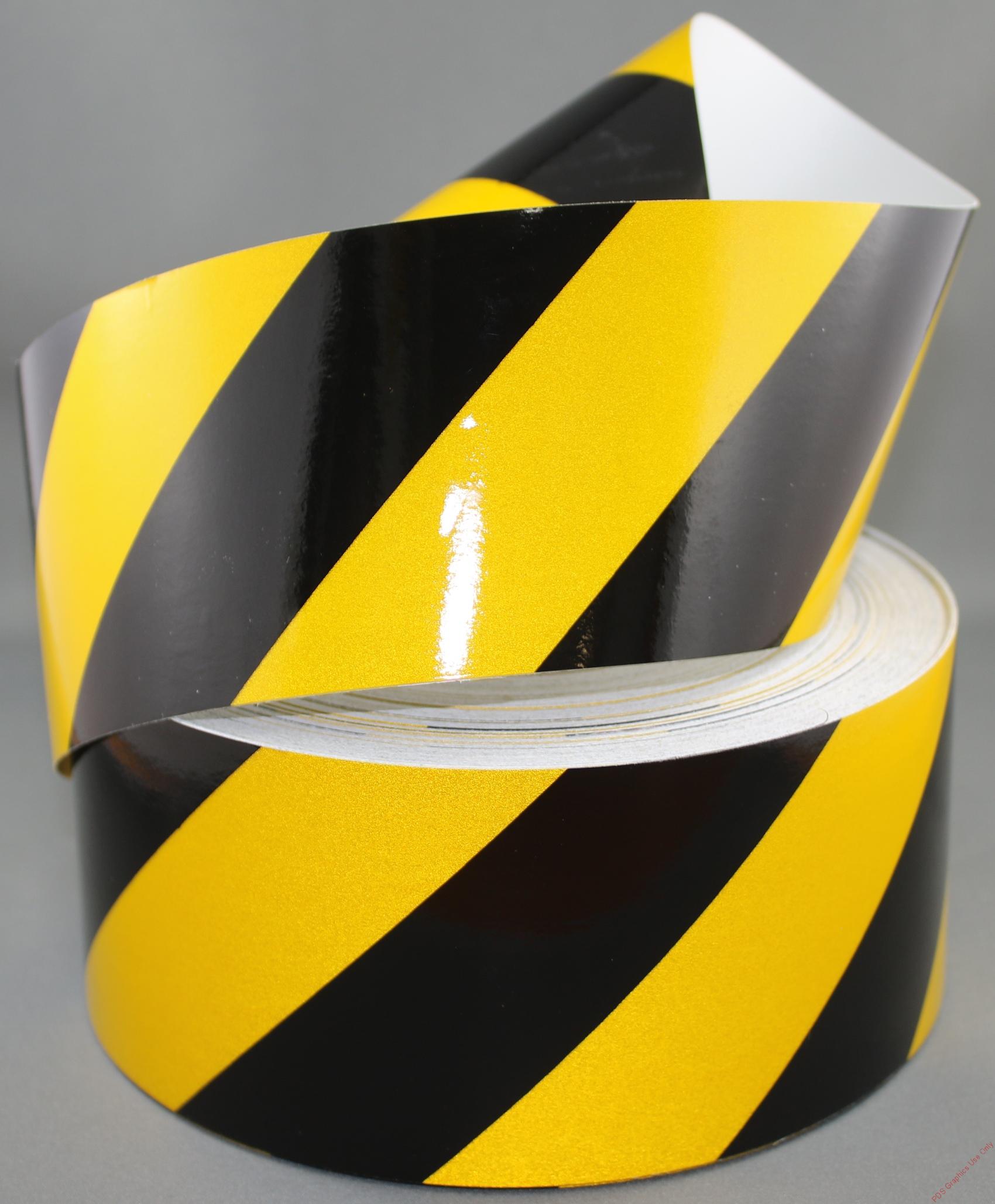 3M 3200 Series Yellow Black Reflective Tape 75mm