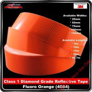 3M Diamond Grade Class 1 Fluoro Orange Reflective Tape 4084