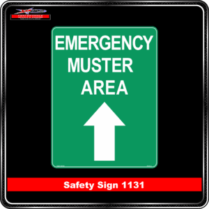 Emergency Muster Area (Arrow Ahead) (Safety Sign 1131)