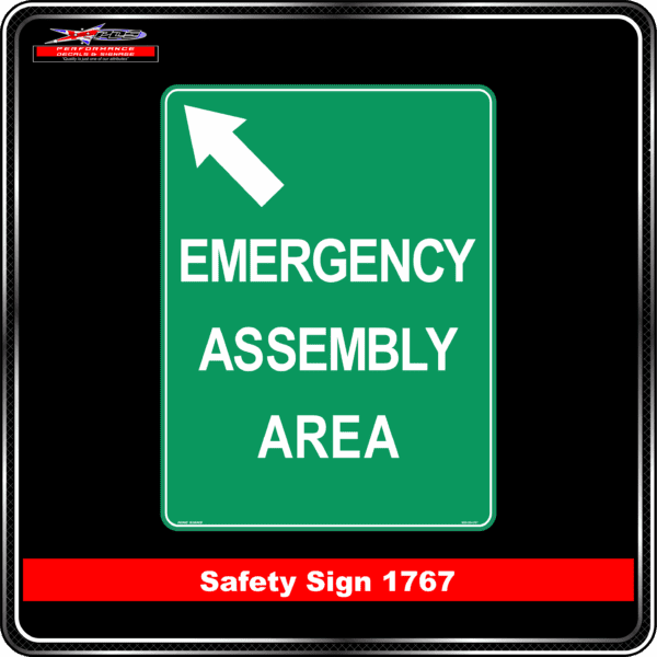 Emergency Assembly Area (Arrow Ahead Left) (Safety Sign 1767)