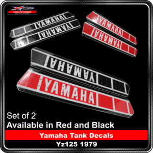 yamaha tank decals set of 2 available in red and black yz125 1979