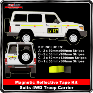 magnetic reflective tape kit suits 4wd troop carrier