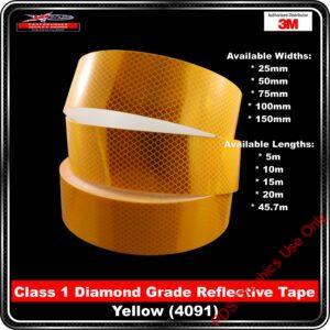 3M Diamond Grade Class 1 Yellow Reflective Tape 4091