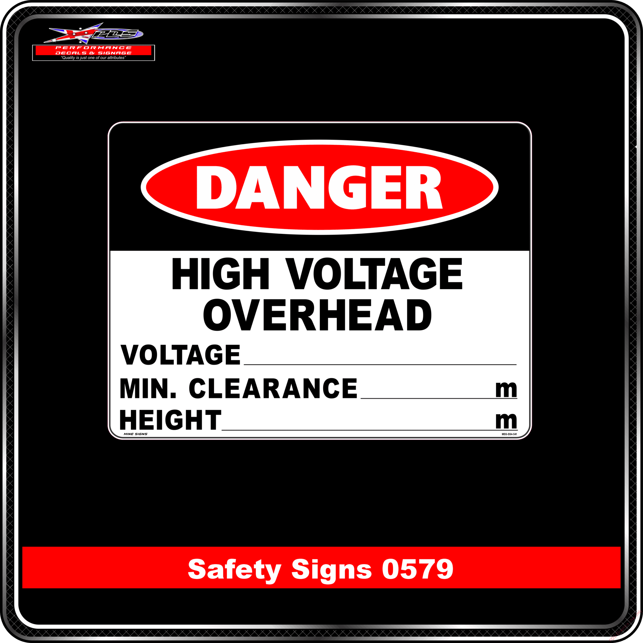 Danger High Voltage Overhead Safety Sign 0579 Performance Decals