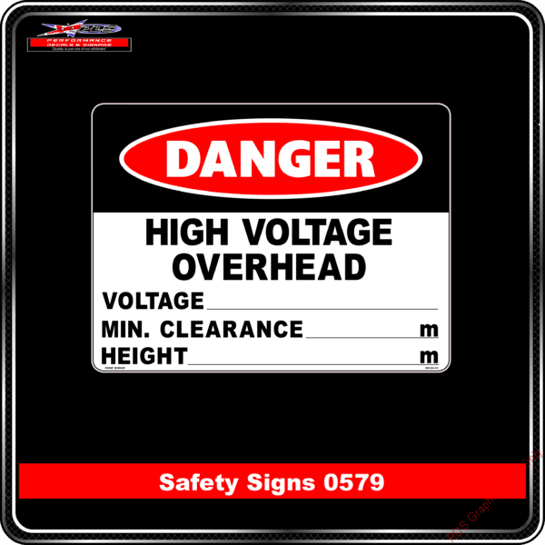 Danger High Voltage Overhead Safety Sign 0579 Performance Decals