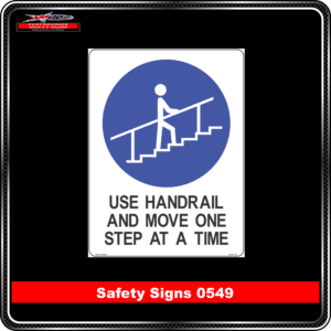use handrail and move one step at a time