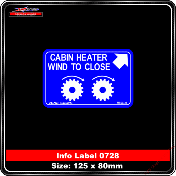 Info Label 0728 Cabin Heater Wind to Close