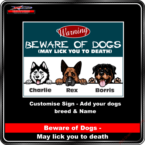 Product Back grounds - Dog Sign - Beware of dogs May lick you to death