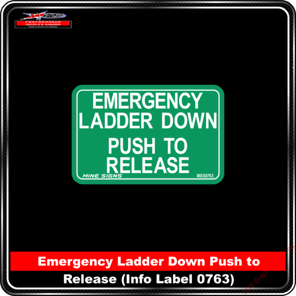 Product Background - Safety Signs - Emergency Ladder Down Push to Release
