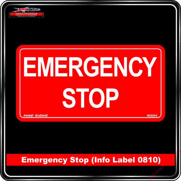 Emergency Stop (Info Label 0810) Product Background - Safety Signs - Emergency Stop