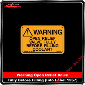 Product Background - Safety Signs - Warning Open Relief Valve Fully Before Filling Coolant