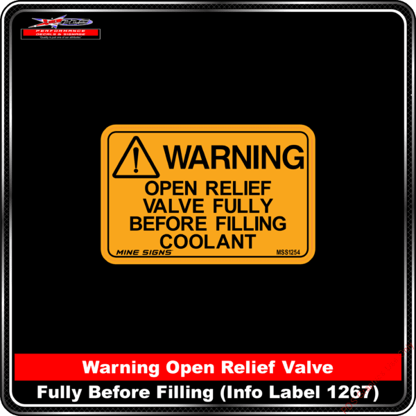 Product Background - Safety Signs - Warning Open Relief Valve Fully Before Filling Coolant
