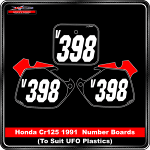 Honda CR125 1991 Number Boards - Suits UFO Plastic