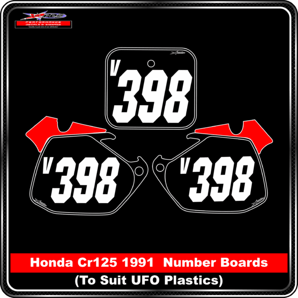Honda CR125 1991 Number Boards - Suits UFO Plastic