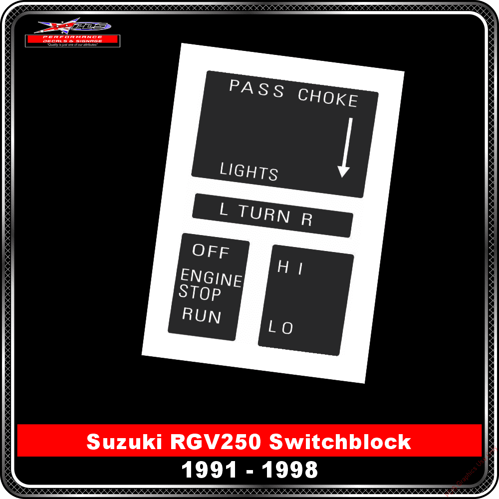 Suzuki RGV 250 Switchblock Labels (1991 - 1998)