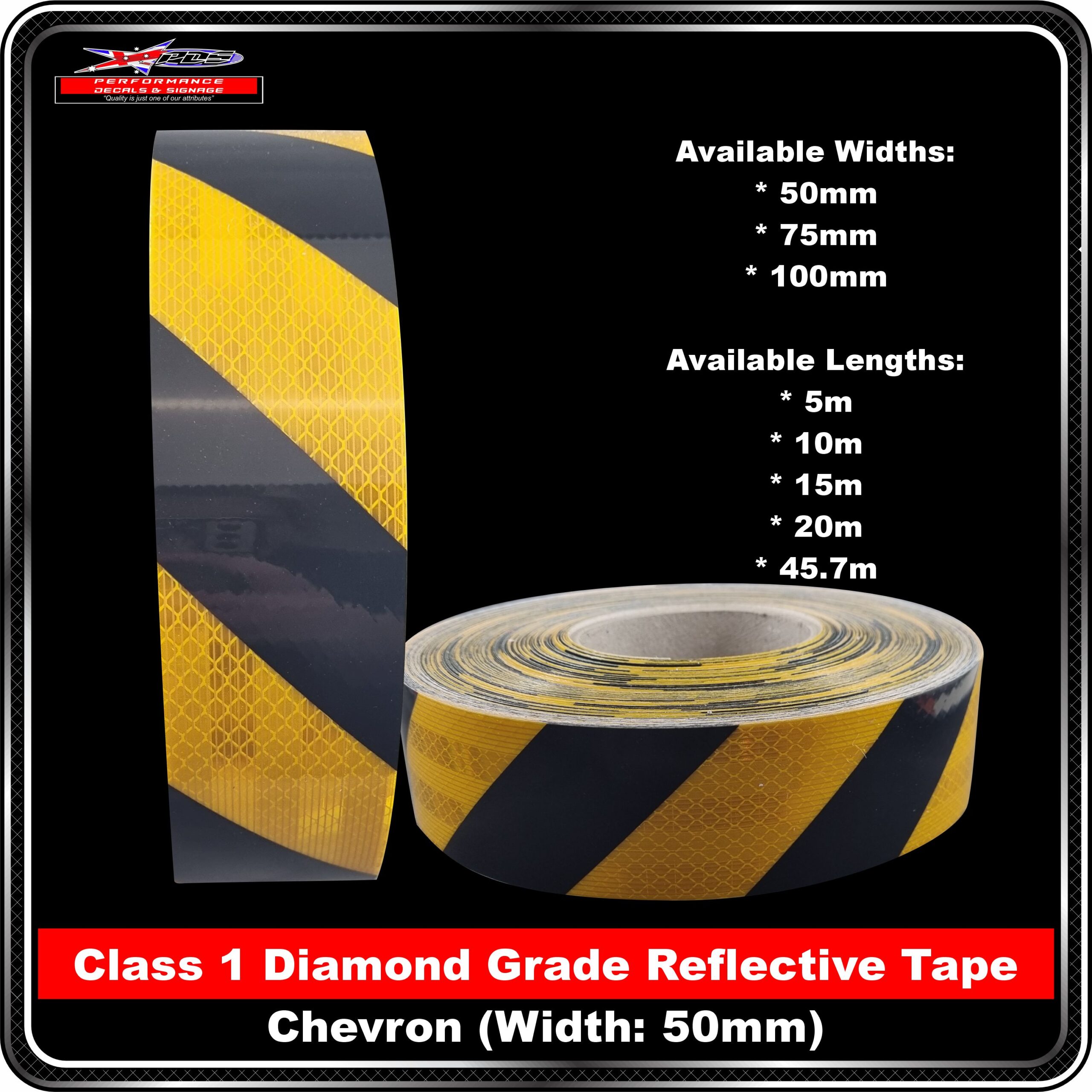 3M Black/Yellow Class1 Chevron Reflective Tape (3930 Series) - Right