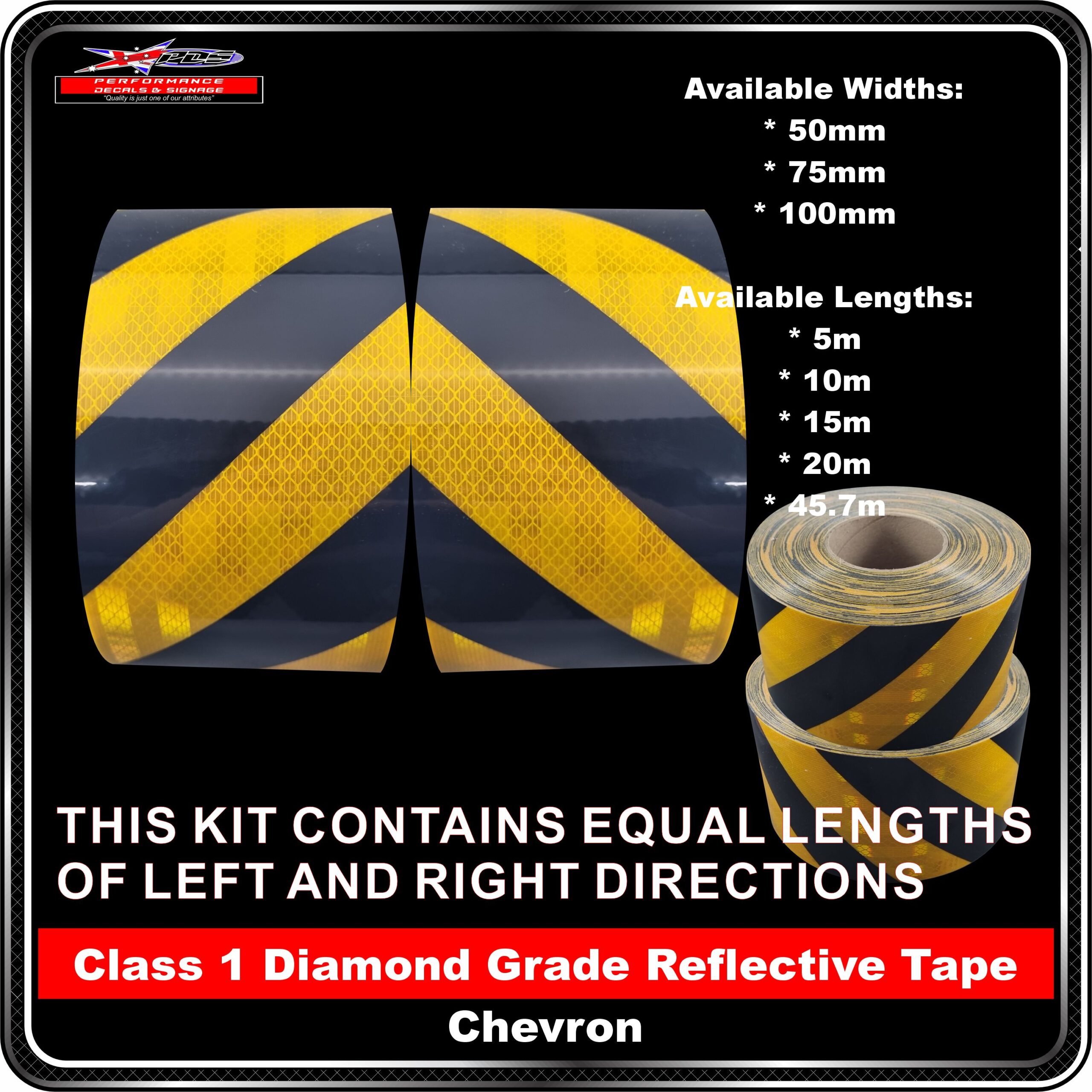 3M Class1 Chevron Reflective Tape 3930 Black/Yellow - KIT