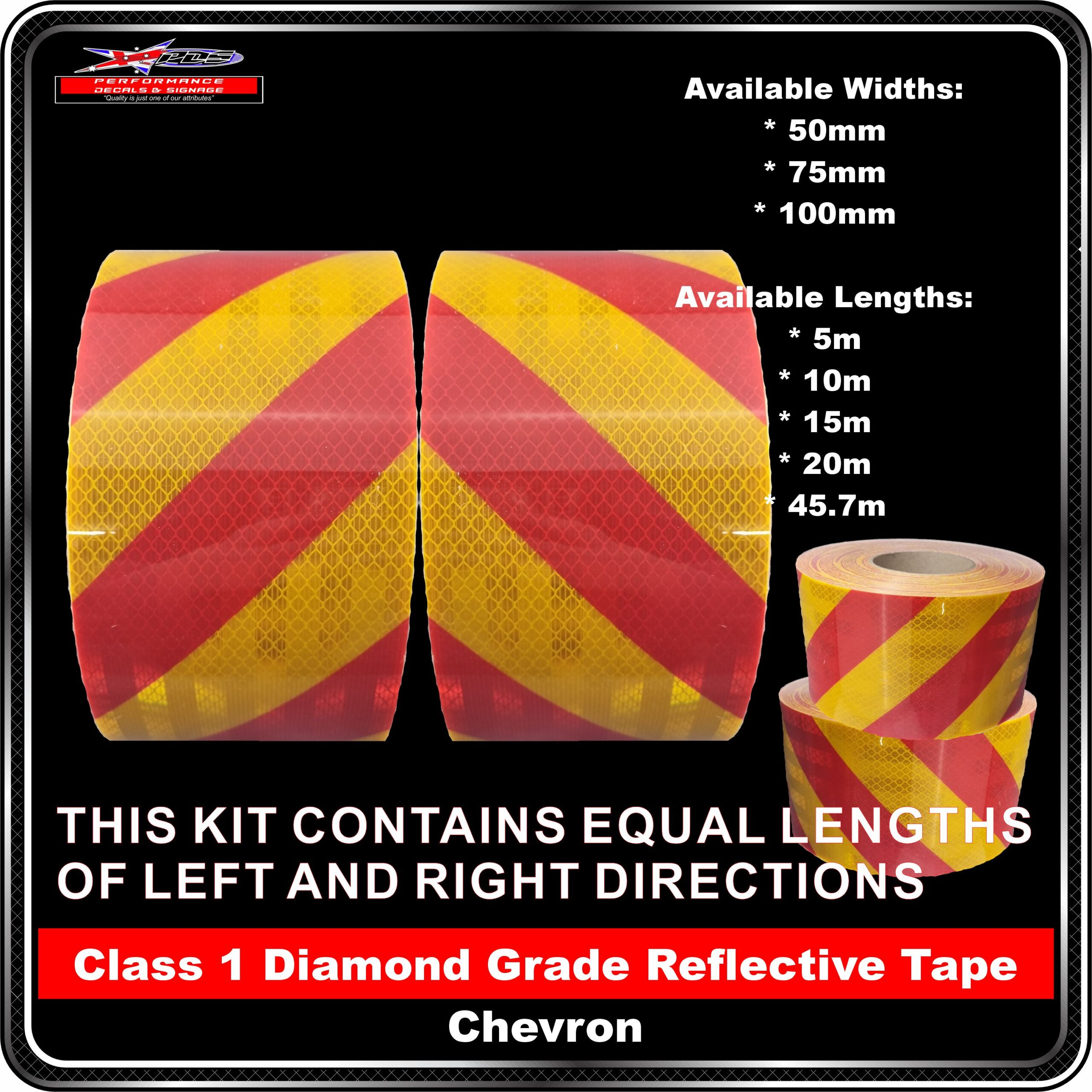 3M Class1 Chevron Reflective Tape 3930 Red/Yellow - KIT