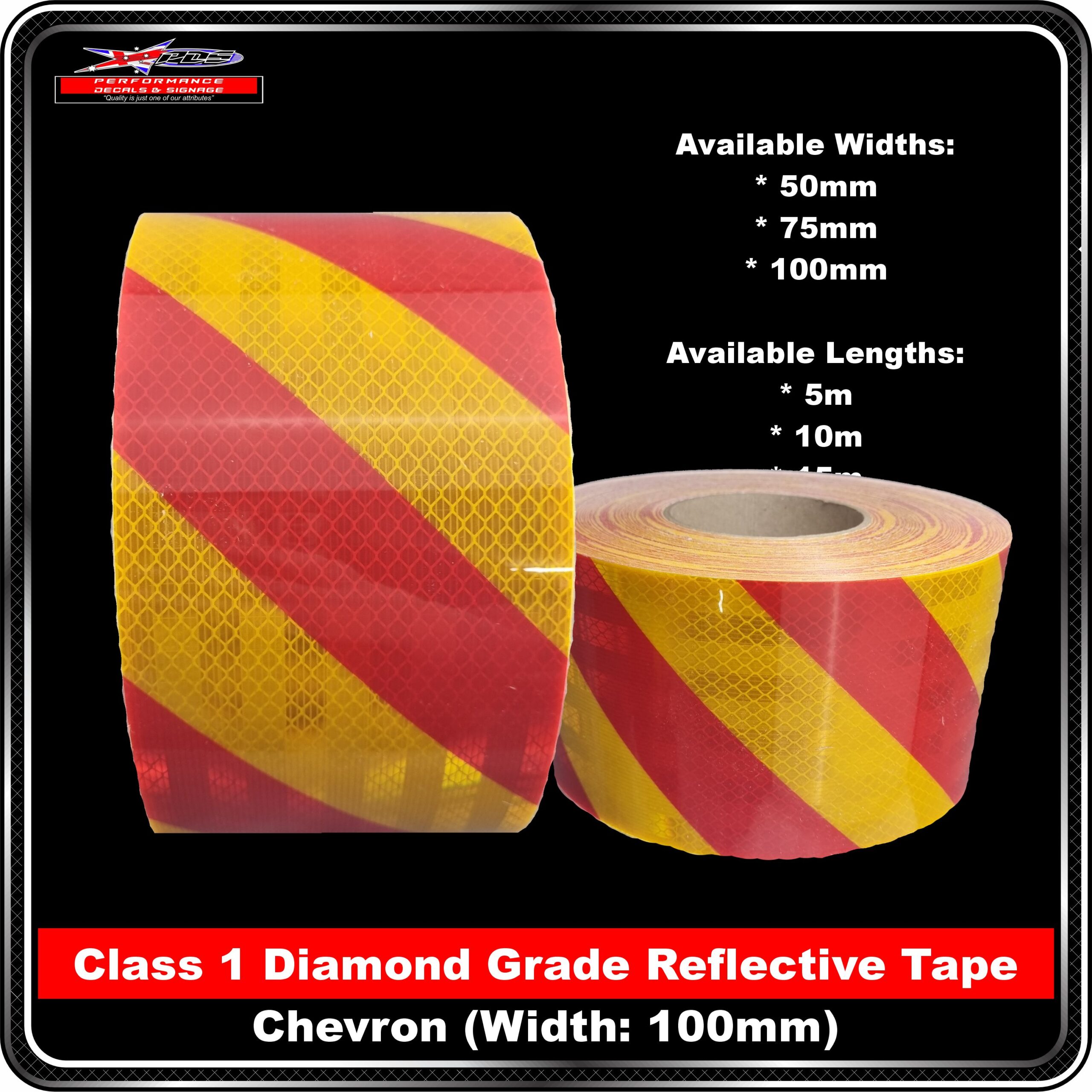 3M Red/Yellow Class1 Chevron Reflective Tape (3930 Series) - Left