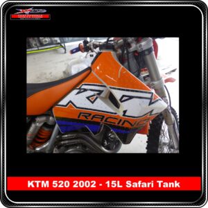 Product Background KTM 520 2002 Orange BG KTM 520 2002 15L Safari Fuel Tank Decals- Perforated