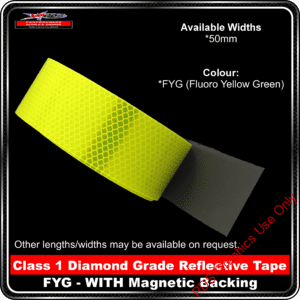 3M Diamond Grade Class 1 Reflective with Magnetic Backing (Rolls) - Magnetic Roll FYG Rolls_PDS