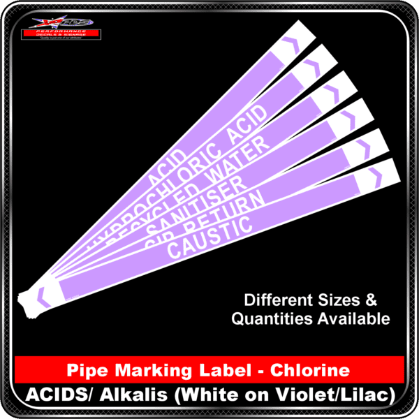 Acid and Alkalis Pipe Markers / Pipe Labels - Violet / Purple