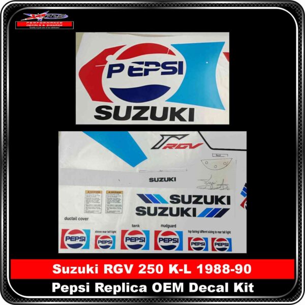 Suzuki RGV 250 K-L 1988-90 - Pepsi Replica Full Kit Suzuki RGV 250 K-L 1988 1990 Pepsi Replica Kit With Rego Marks