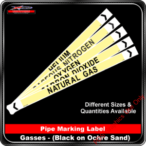 Gas Pipe Markers / Pipe Labels - Yellow - Ochre Sand Gasses - Yellow Pipe Markers PDS