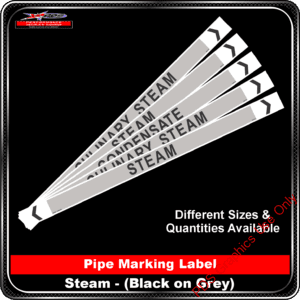 Steam Pipe Markers / Pipe Labels - Grey - Silver
