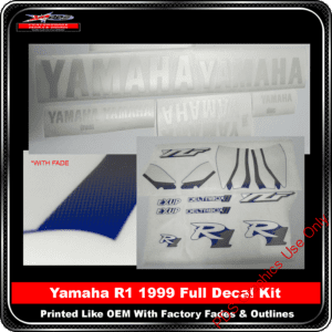 Yamaha R1 1999 Full Decal Kit - Like OEM With Fades